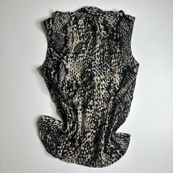Y2K Python Print Blouse Ann Taylor Sleeveless Top Tie Front Size 6 Career Work - Picture 4 of 10
